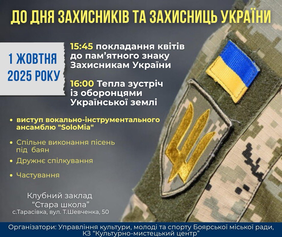 Мероприятия ко Дню Защитников и Защитниц Украины в городе Боярка – 1 октября 2025 года